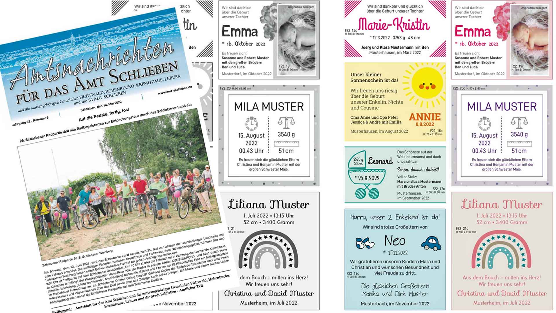 Geburtsanzeigen in der Zeitung