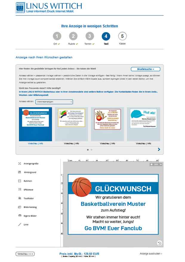 Vereinsanzeige online aufgeben