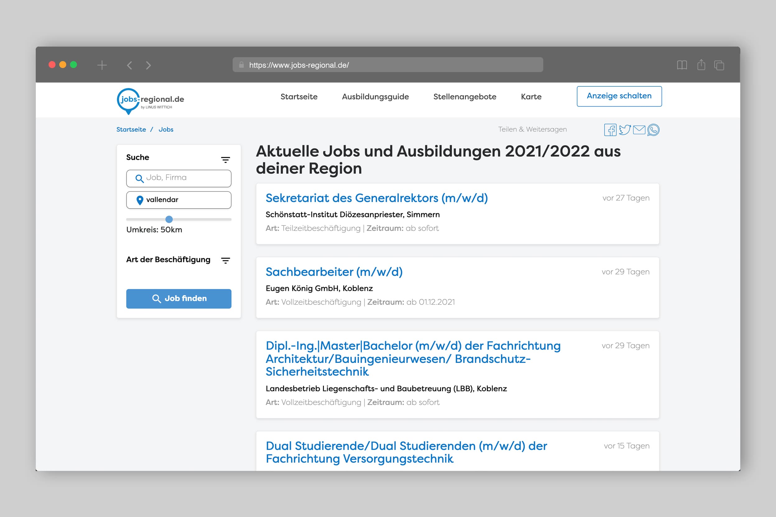 Offene Stellen in print und web anbieten